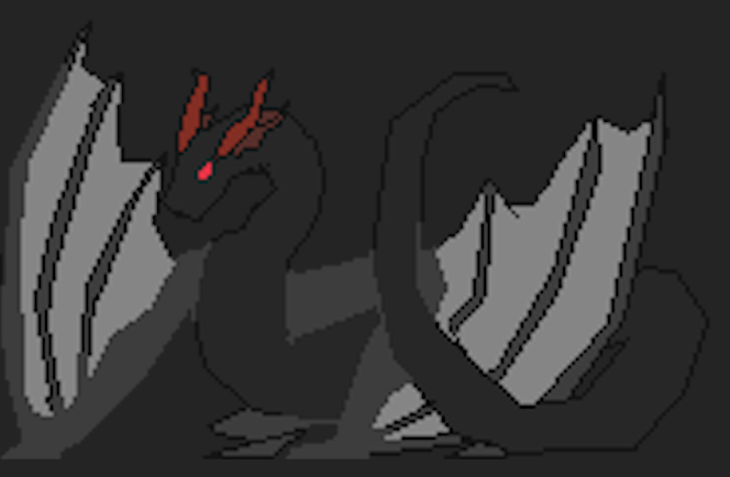 The final boss. Its silhouette and attack patterning reference Fatalis from Monster Hunter; its powers come from your wishes.